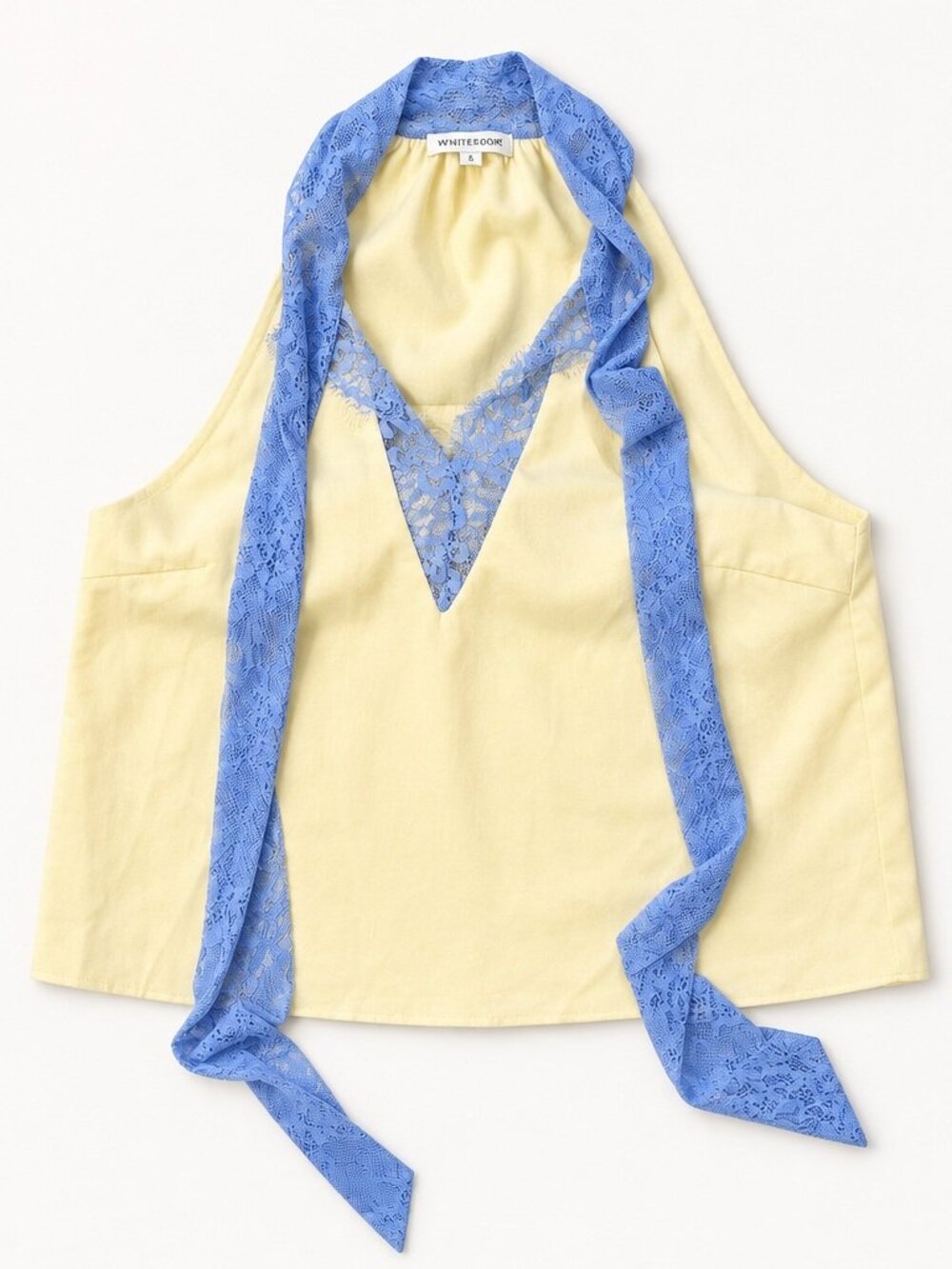 Whiteroom + Cactus Yellow Blue Lace Blouse M